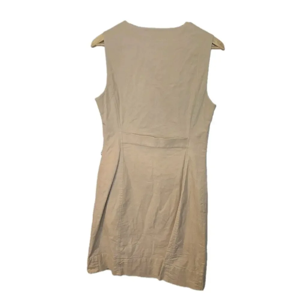 Tory Burch Sheath Dress Womens 8 Linen/Cotton Blend Silver Buckle Zippers.